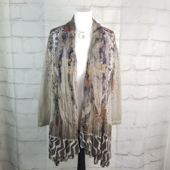 Kamana M Open-Front Multi-Pattern Mesh Blazer Jacket Cardigan - Picture 8 of 8